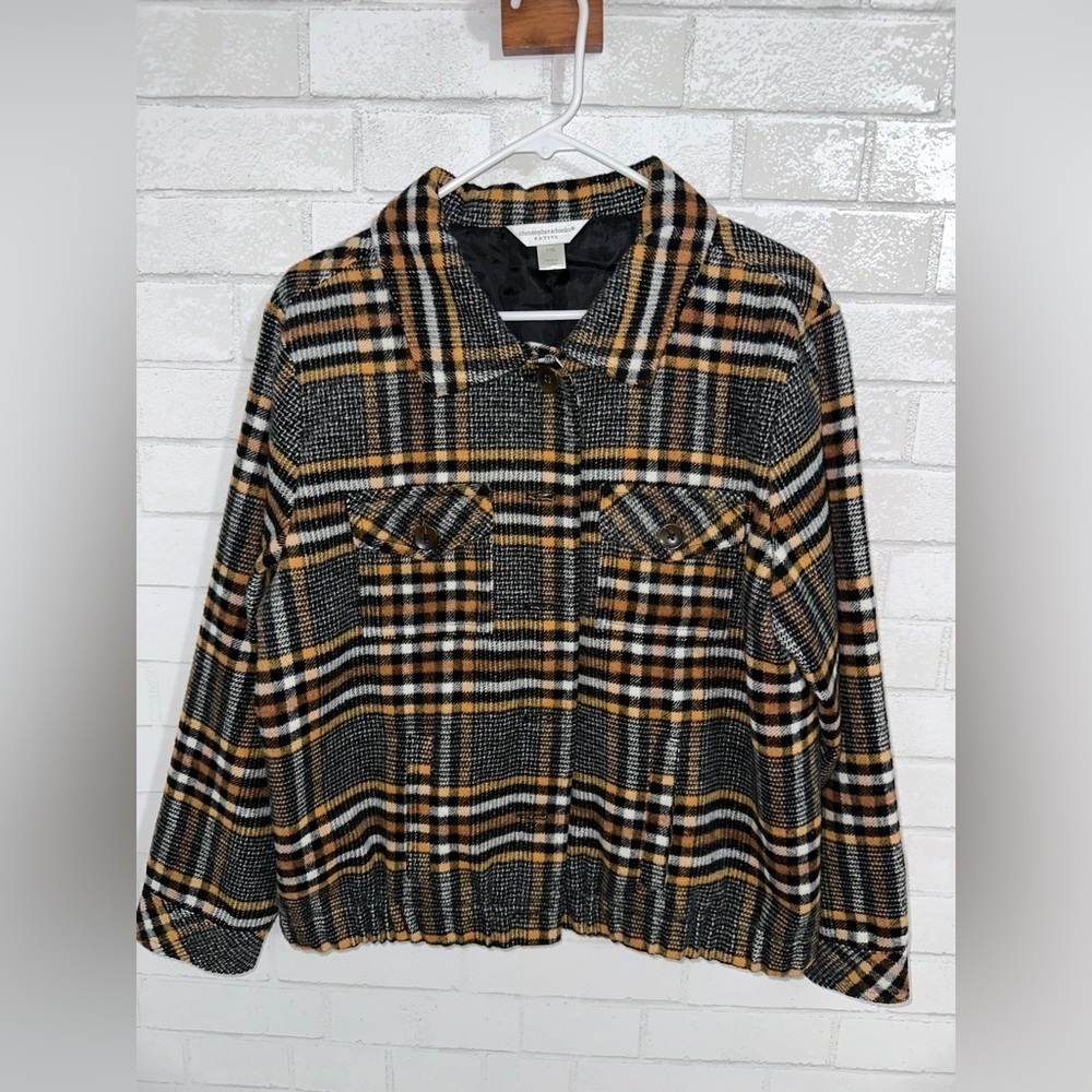 Christopher & Banks Women's Long Sleeve Wool Blend Plaid Outdoors Petite XL